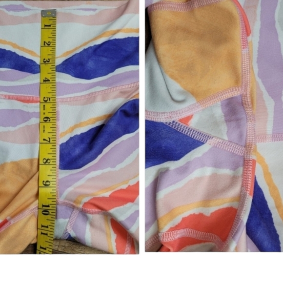 Lululemon True Self Crop Bleacher Stripe White Iris Flower high-rise luon 21"  6 - Picture 13 of 14